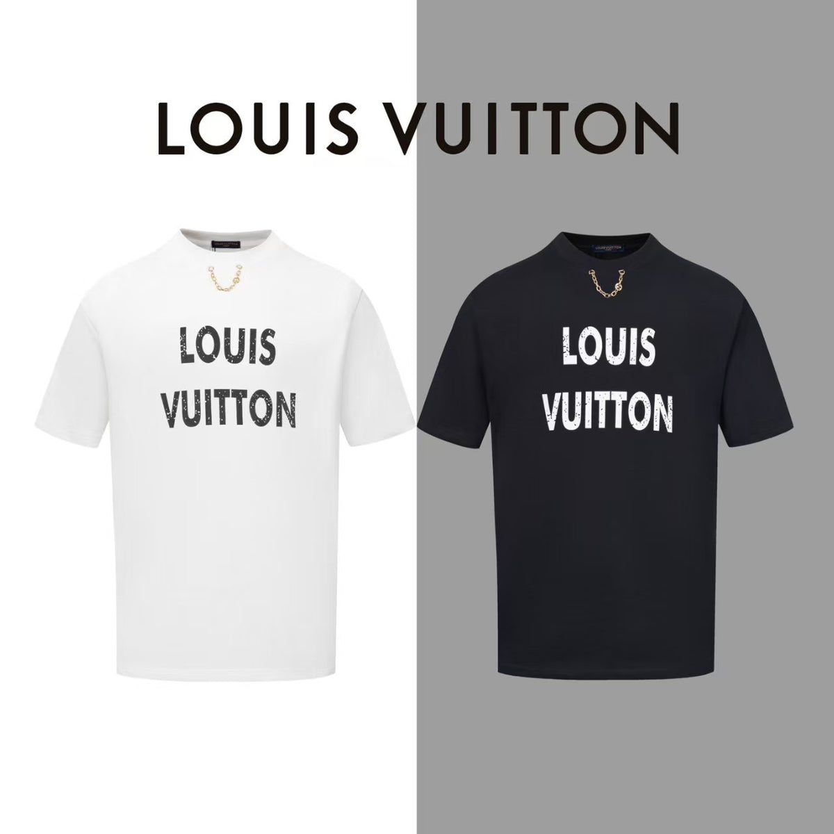 L's  worn-out letter necklace round neck short sleeve