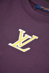 L‘s Purple and yellow label printed T-shirt