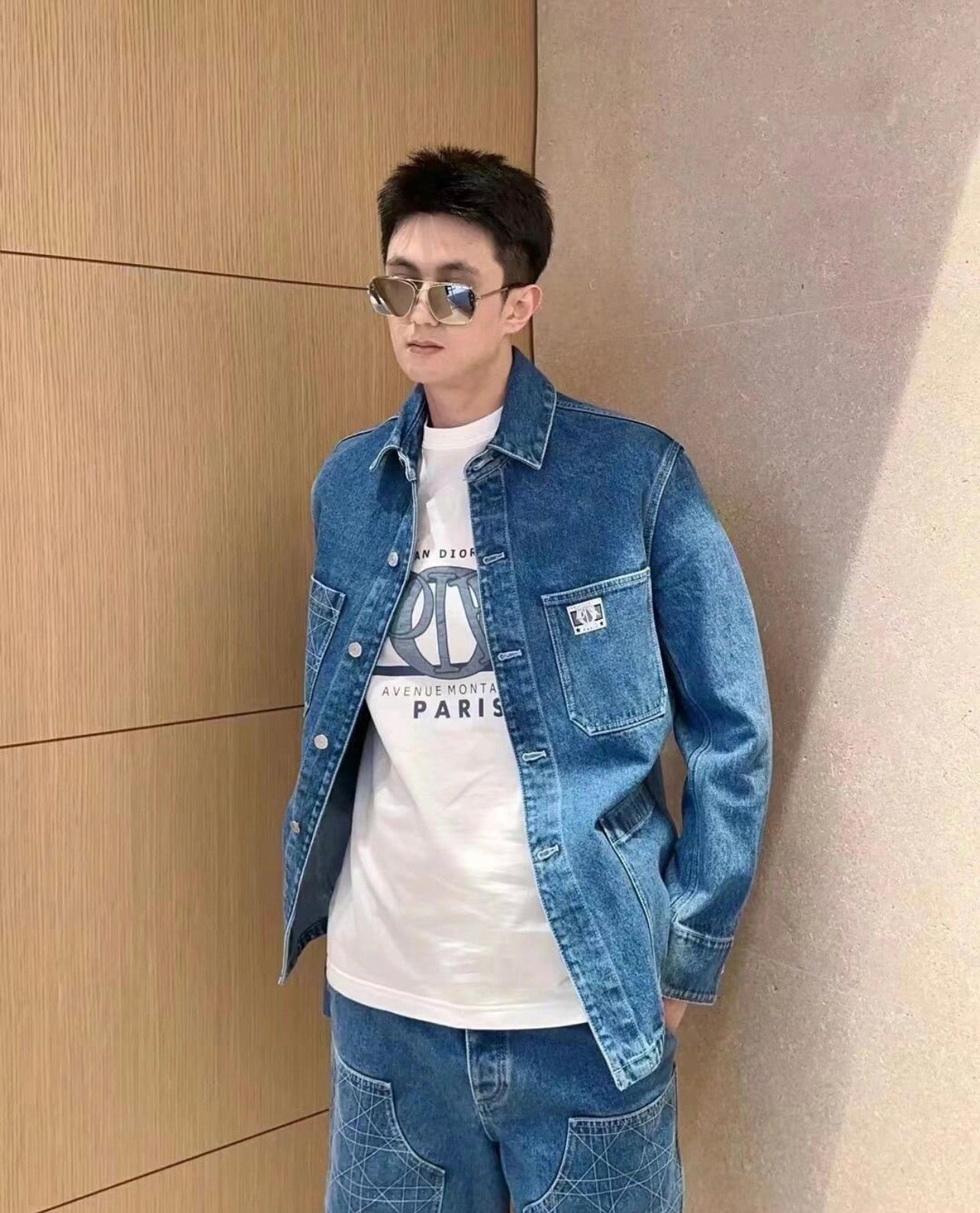 Unisex denim jacket in light luxury style