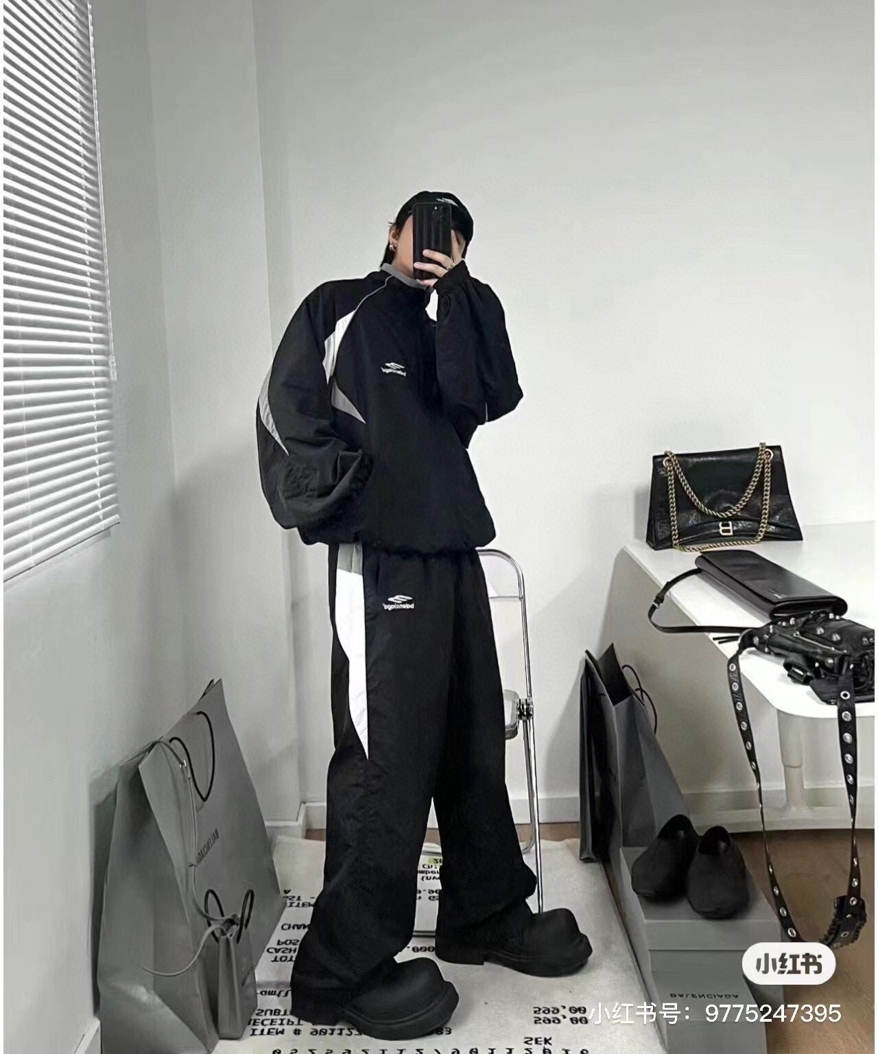 B's Nylon feature breathable fabric Latitude and longitude three-line blended pants