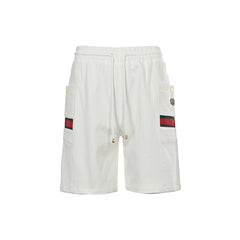 Red and green webbing casual shorts